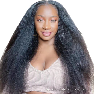 Cheap Wholesale Kinky Yaki Straight Lace Frontal Wig Raw Brazilian Virgin Human Hair Transparent Hd Full Lace Front Wig